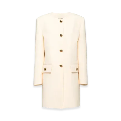 PRADA Women's Single-Breasted Tricotine Coat "Natural"