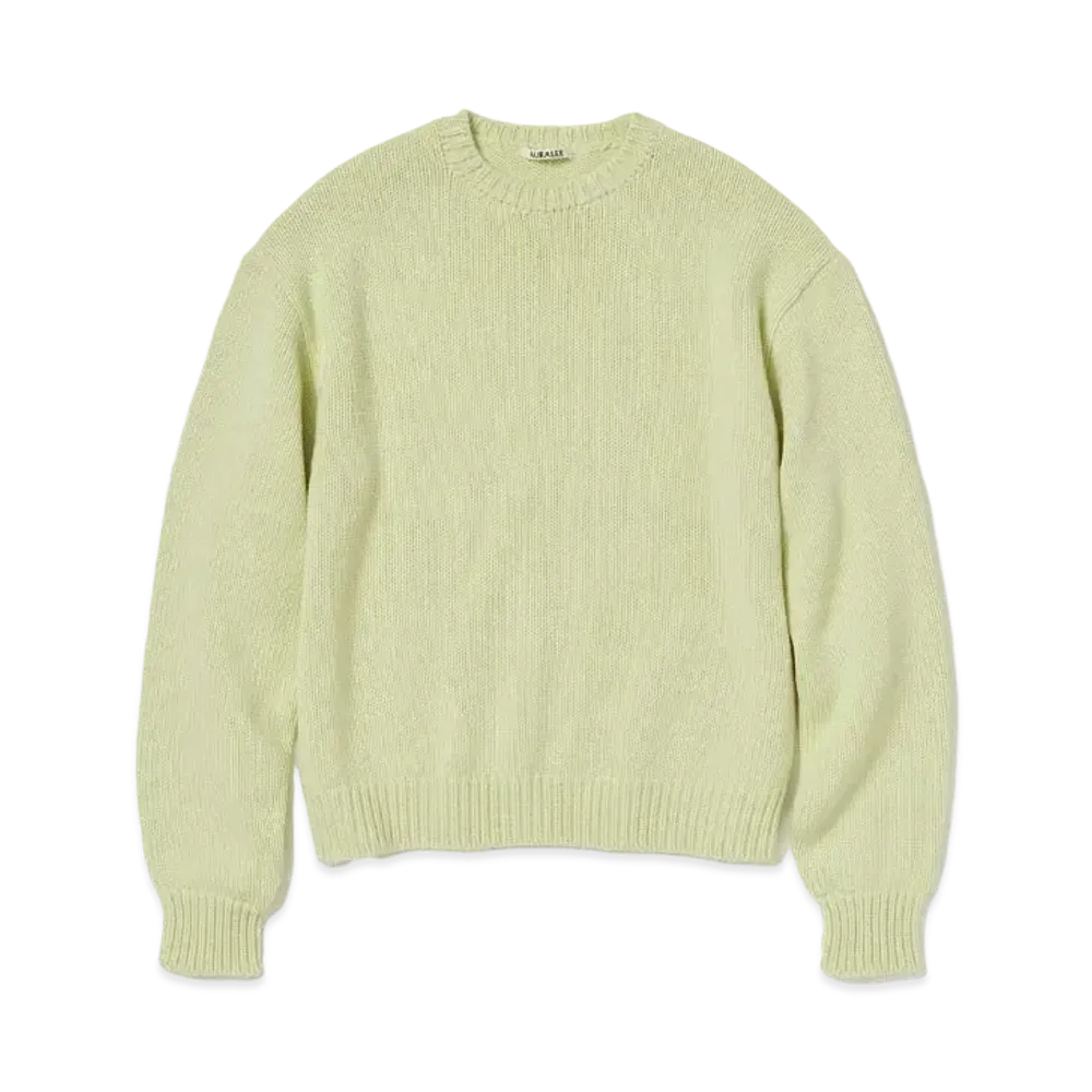 AURALEE Wool Soft Cord Knit P/O "Light Lime"