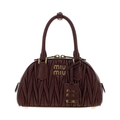 MIU MIU Women's Nappa Leather Arcadie Handbag "Burgundy"