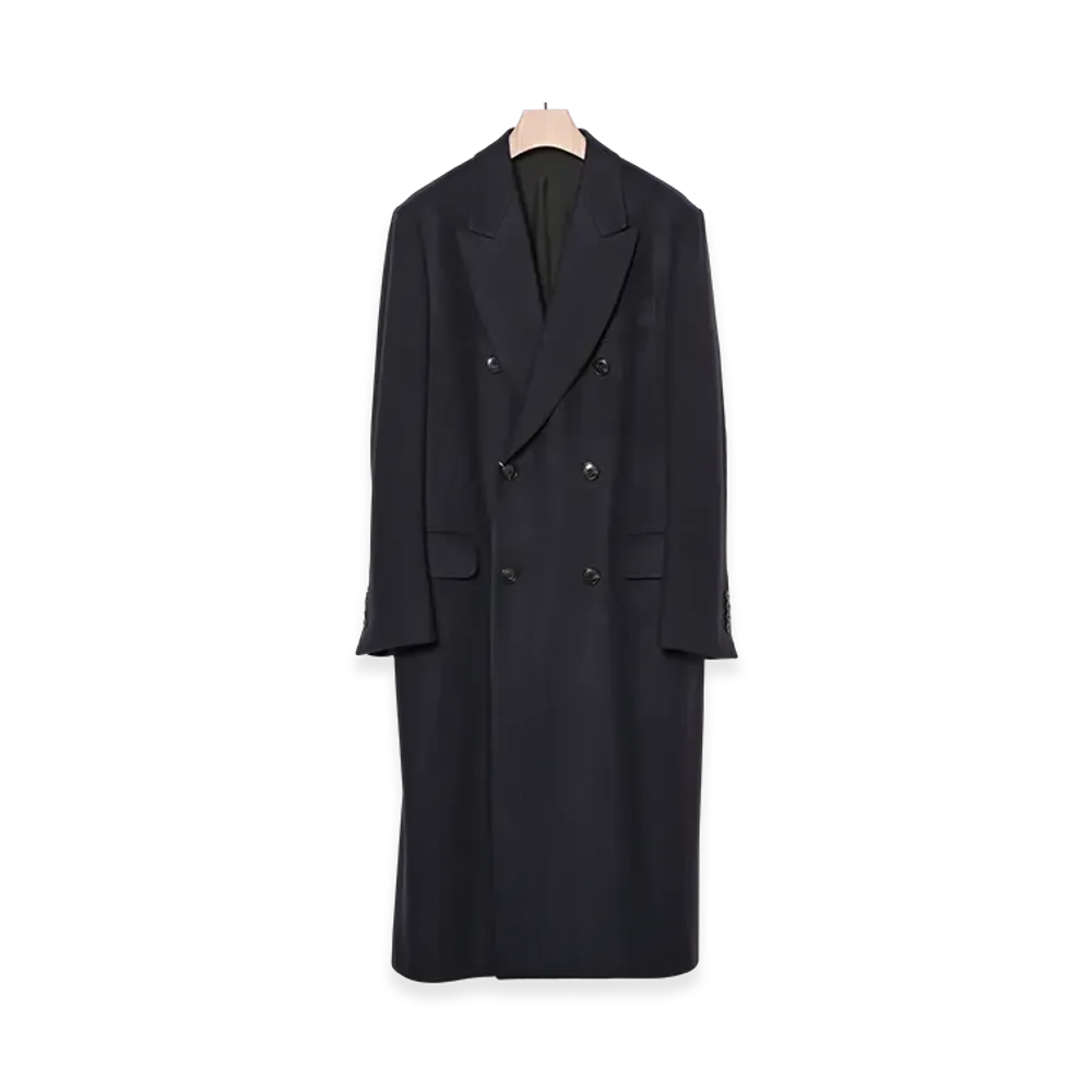 COMOLI Cashmere Double Chesterfield Coat "Navy"