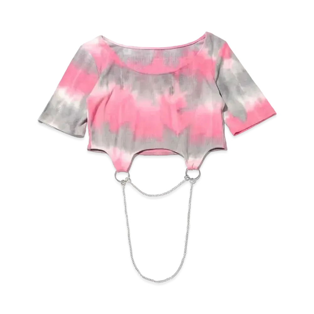 atmos pink x RIEHATA Pink Tie Dye Chain Cropped Tops "Pink"