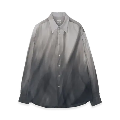 YOKE Cotton Rayon Silk Lawn Hand Painted Loose Fit Shirt "Monotone"