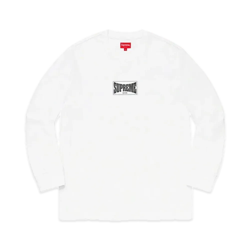 Supreme Woven Label L/S Top "White"
