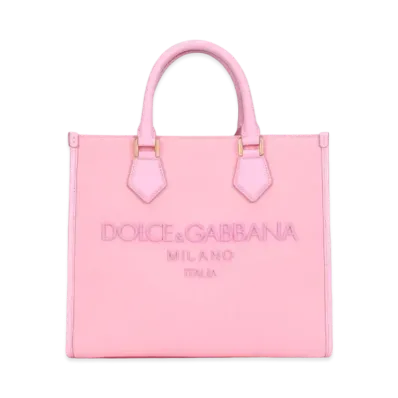 Dolce&Gabbana Shopping Bag Canvas Logo Embroidery "Violet"