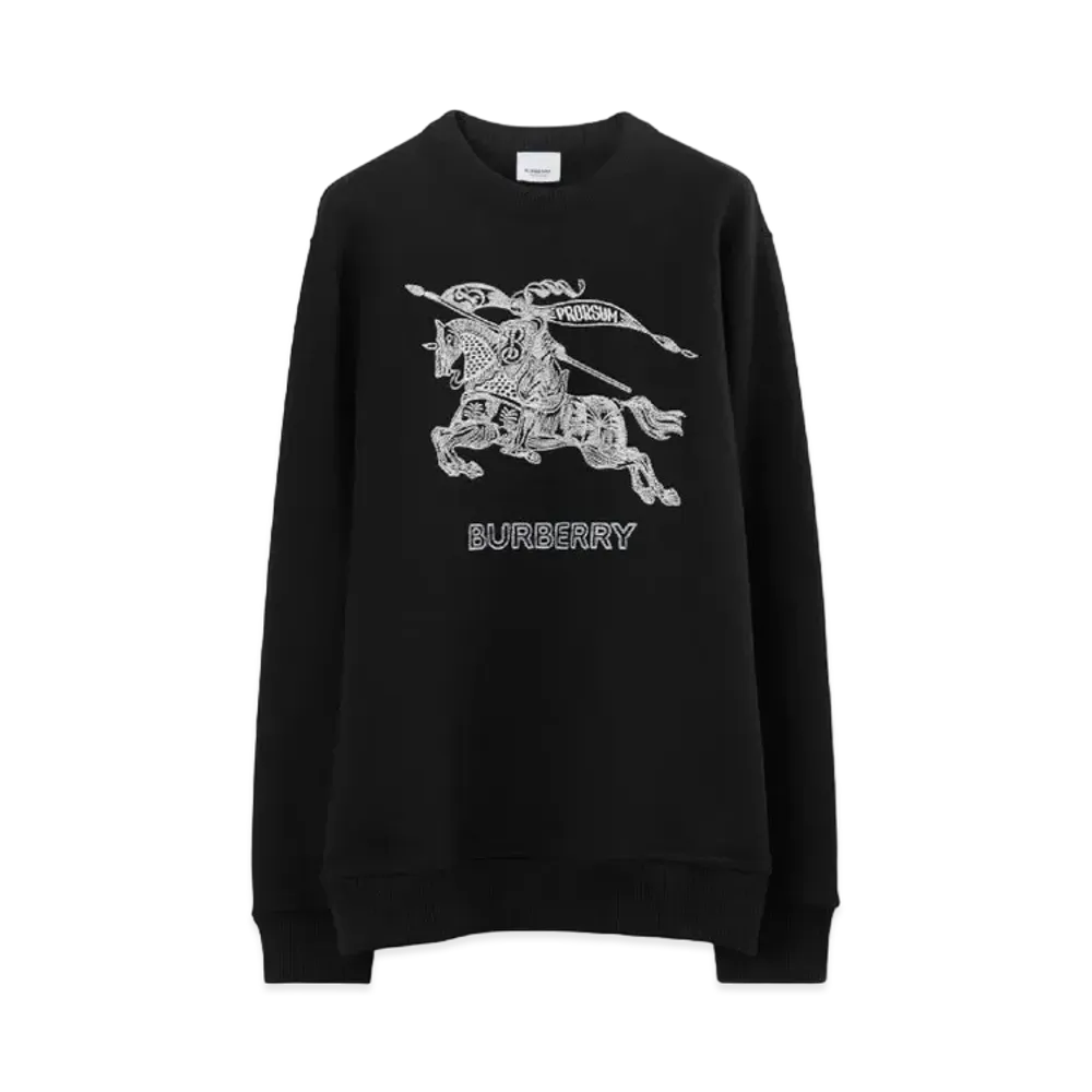 Burberry Men's Embroidered EKD Cotton Sweatshirt "Black"
