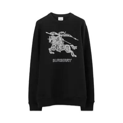 Burberry Men's Embroidered EKD Cotton Sweatshirt "Black"