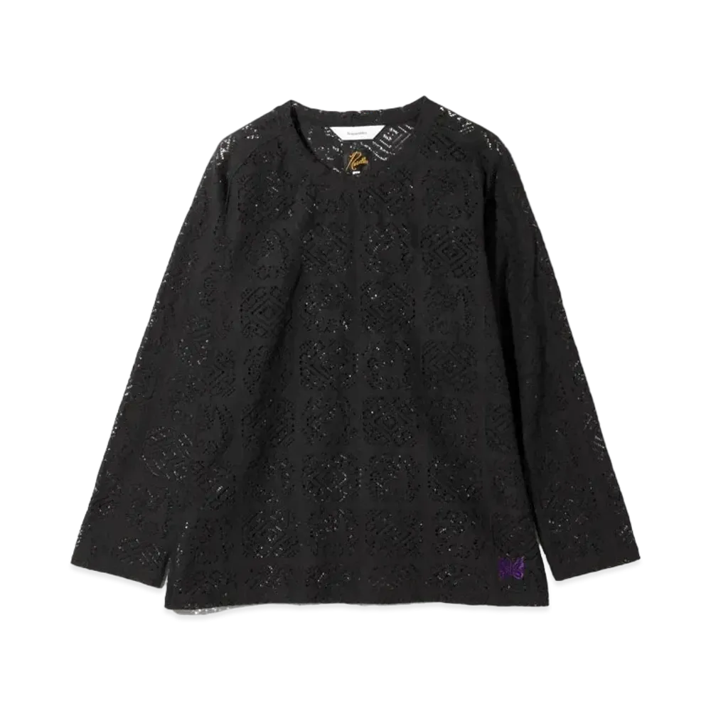 Needles x Sasquatchfabrix. L/S U Neck Tee - Jah Lion Race "Black"