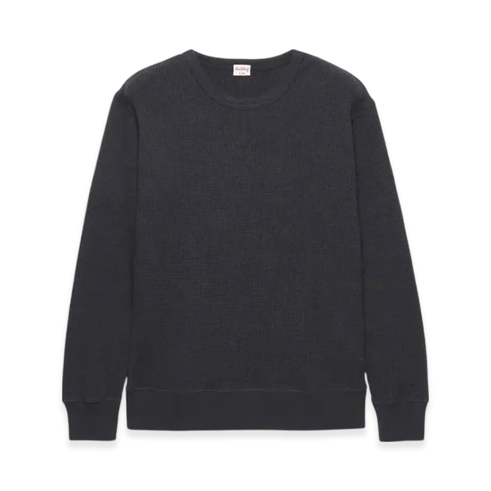 Healthknit Super Heavy Waffle Sweatshirt Long Sleeve T-Shirt "Fade Black"