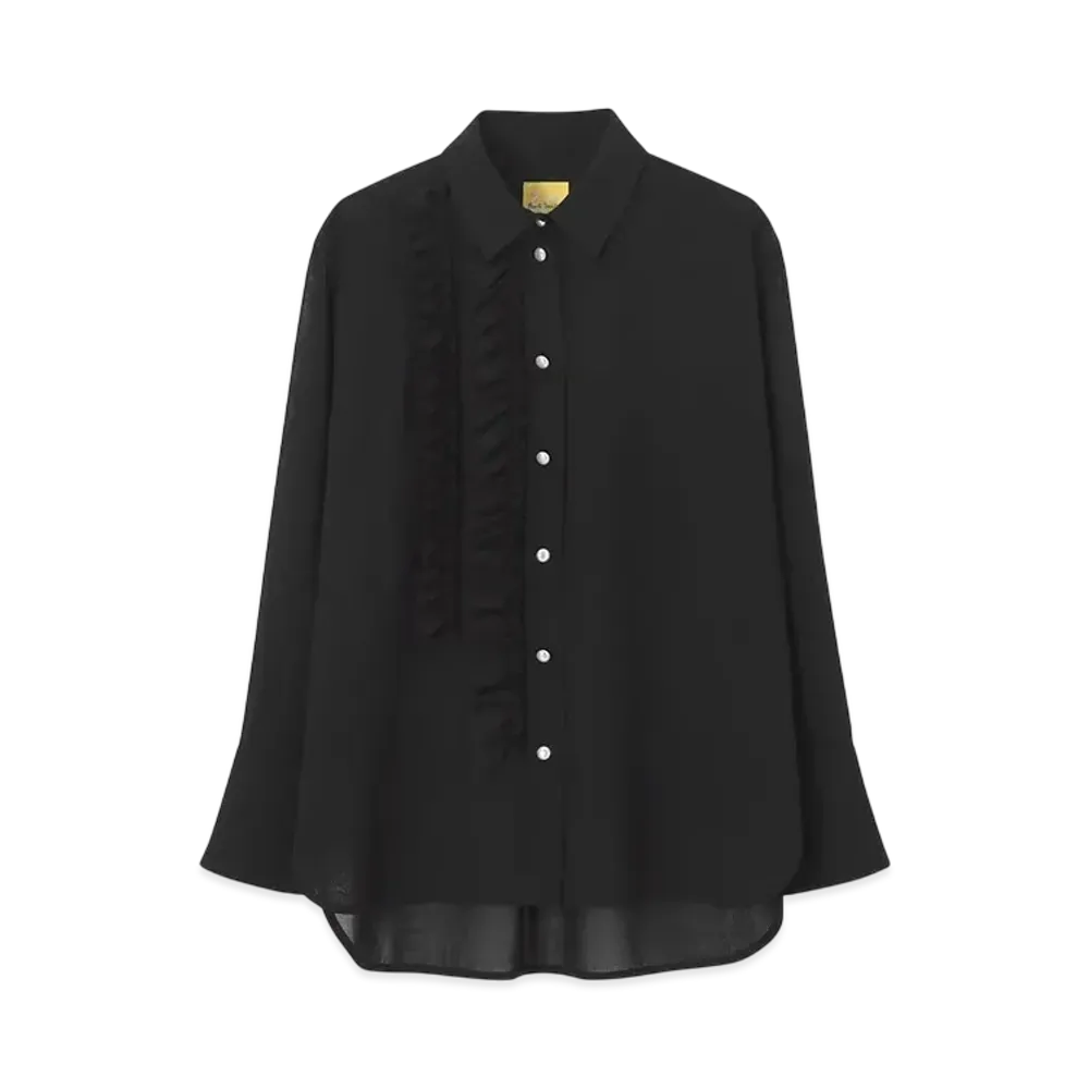Paul Smith Women's Wool Ruffle Blouse "Black"