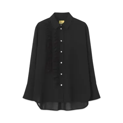 Paul Smith Women's Wool Ruffle Blouse "Black"