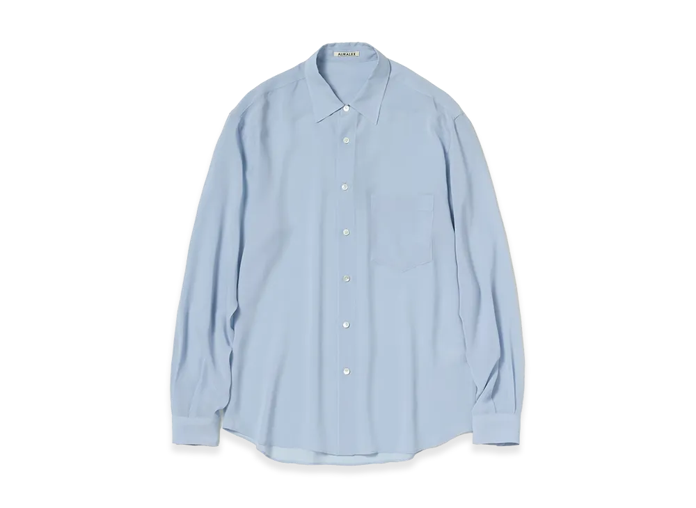 AURALEE Airy Silk Georgette Shirt "Light Blue"