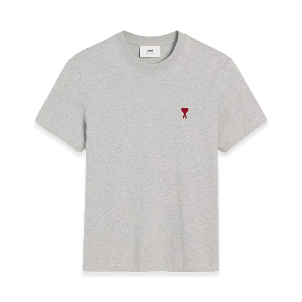 AMI PARIS Organic Cotton Jersey Ami de Coeur T-Shirt "Heather Ash Grey"