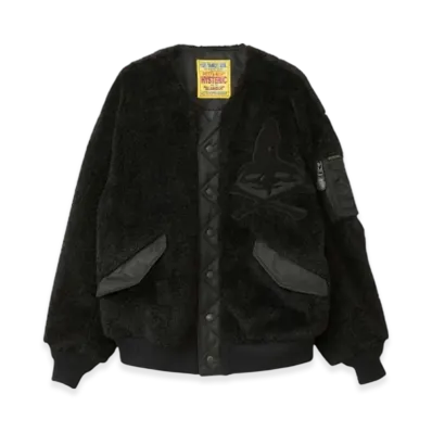 HYSTERIC GLAMOUR on Skull Patch Faux Fur Blouson "Black"