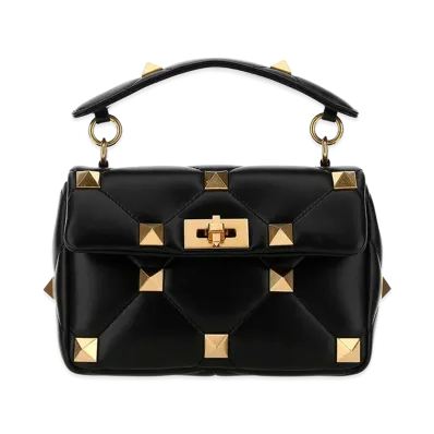 Valentino Women's Nappa Leather Medium Roman Stud Handbag "Black"