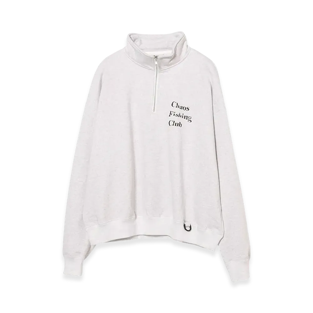 Chaos Fishing Club Logo Half Zip Sweat Shirt "Ash Grey"