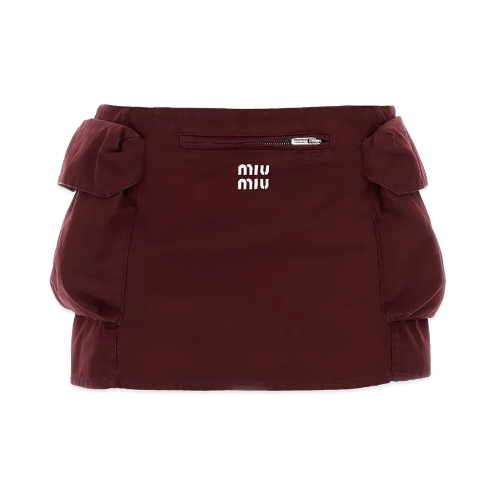 MIU MIU Women's Cotton Mini Skirt "Burgundy"