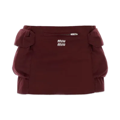 MIU MIU Women's Cotton Mini Skirt "Burgundy"
