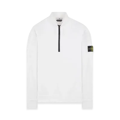 Stone Island 62720 Brushed Cotton Fleece Garment Dyed Half Zip Up Sweatshirt - 23FW "White"