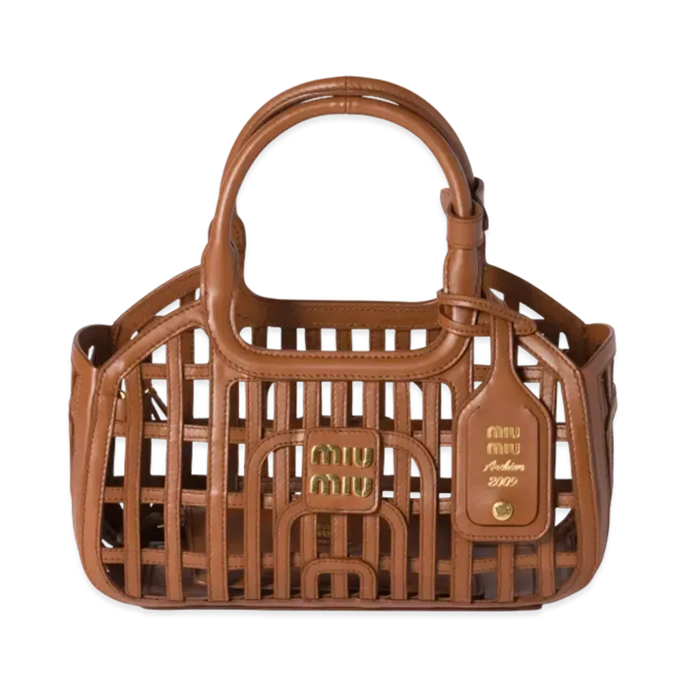 MIUMIU Leather Basket "Cognac"