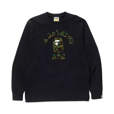 A BATHING APE 1st Camo College L/S Tee "Black/Green"