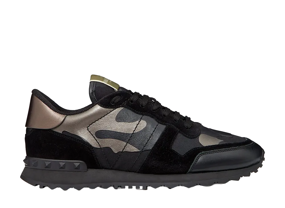 Valentino Garavani Multicolor Fabric And Leather Rockrunner Camouflage Sneakers "Multicoloured"