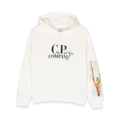 C.P. Company Kids Graphic Logo Hoodie "White"