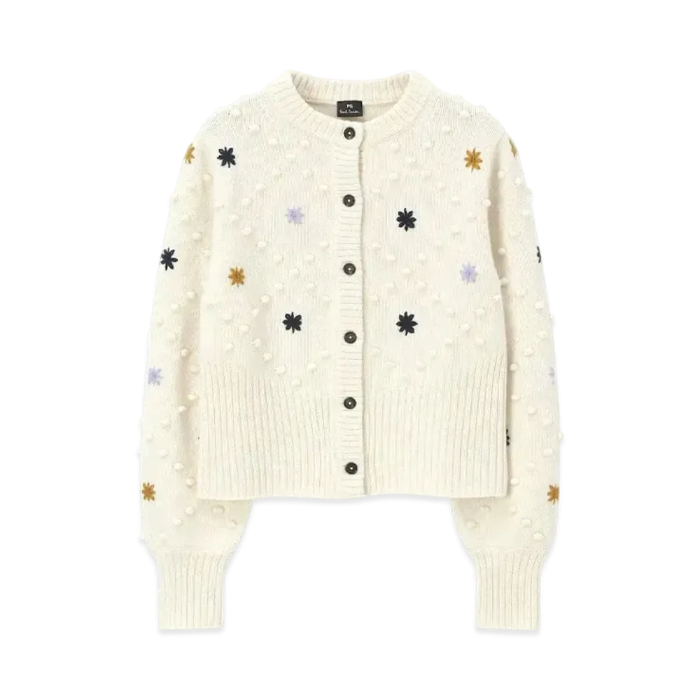 Paul Smith Women's Embroidered Chunky Knit Cardigan "Ecuru"