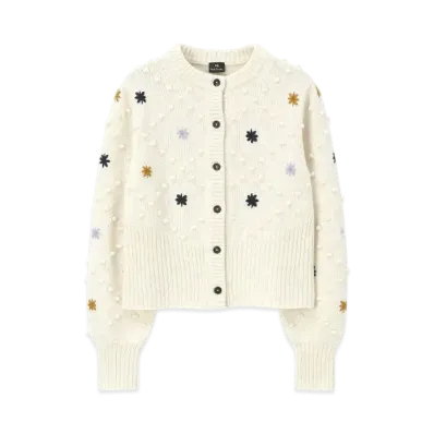 Paul Smith Women's Embroidered Chunky Knit Cardigan "Ecuru"