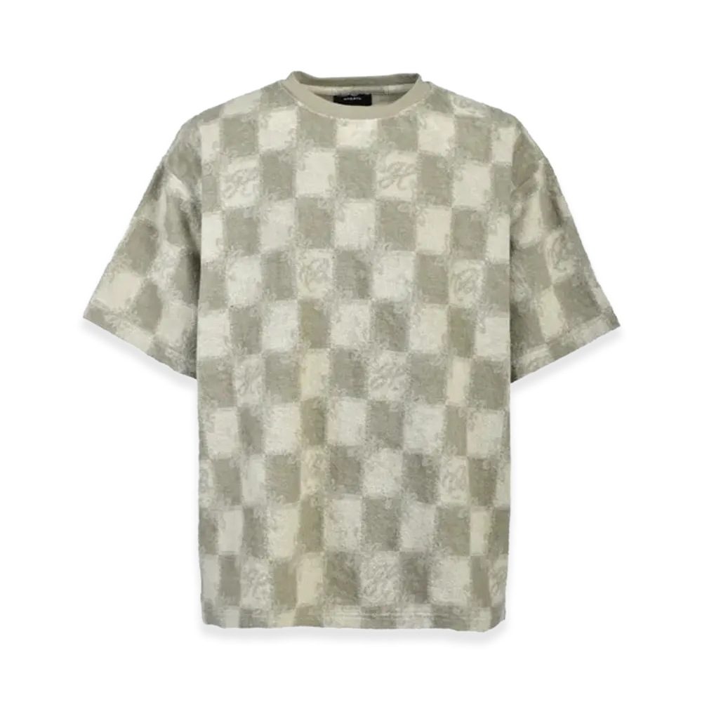 BREATH Block Check Pile Tee "Beige"