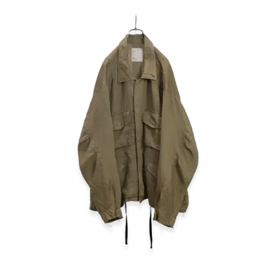 ANCELLM 100/S Linen Field Jacket "Khaki Beige"