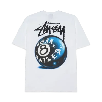 Stussy Born x Raised 8 Ball Tee "White"
