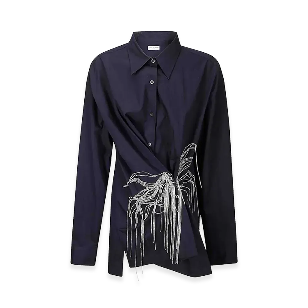 DRIES VAN NOTEN Women's 00680-Clicks Emb "Dark Blue"