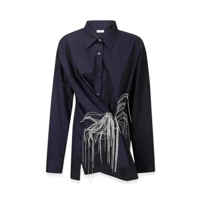 DRIES VAN NOTEN Women's 00680-Clicks Emb "Dark Blue"