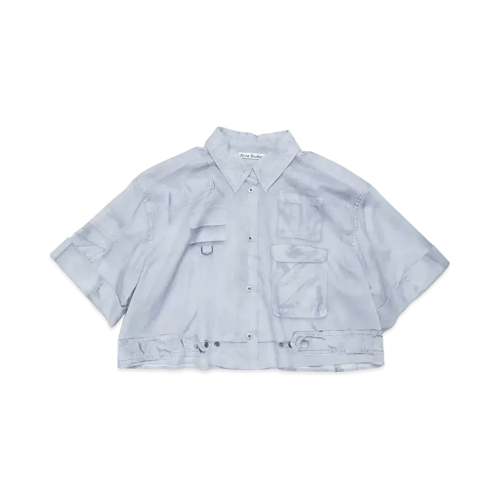 Acne Studios Foil Print Button Up Shirt "Light Blue"