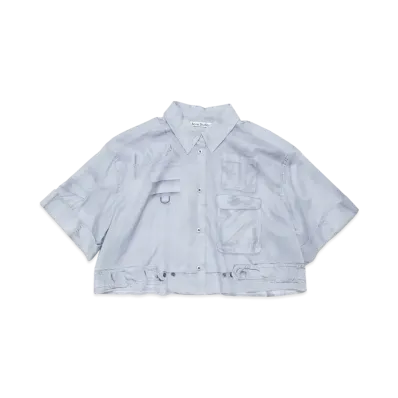Acne Studios Foil Print Button Up Shirt "Light Blue"