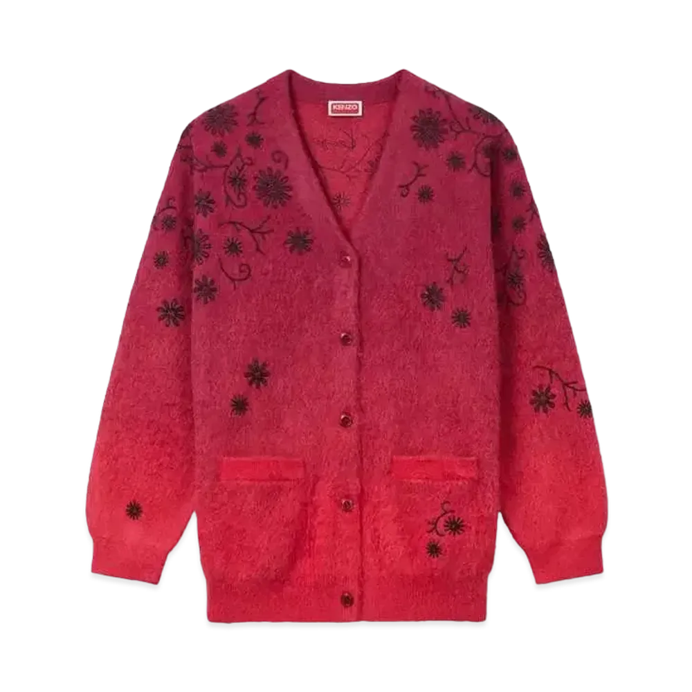 KENZO 'MARGUERITE' Embroidery Cardigan "Cherry"
