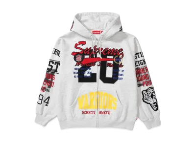 Supreme Warriors Appliqué Zip Up Hooded Sweatshirt "Ash Grey"
