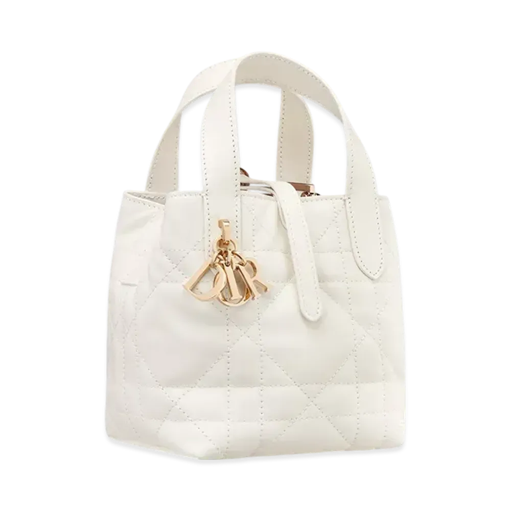 Dior Toujours Vertical Nano Tote Bag Macrocannage Calfskin "Latte"