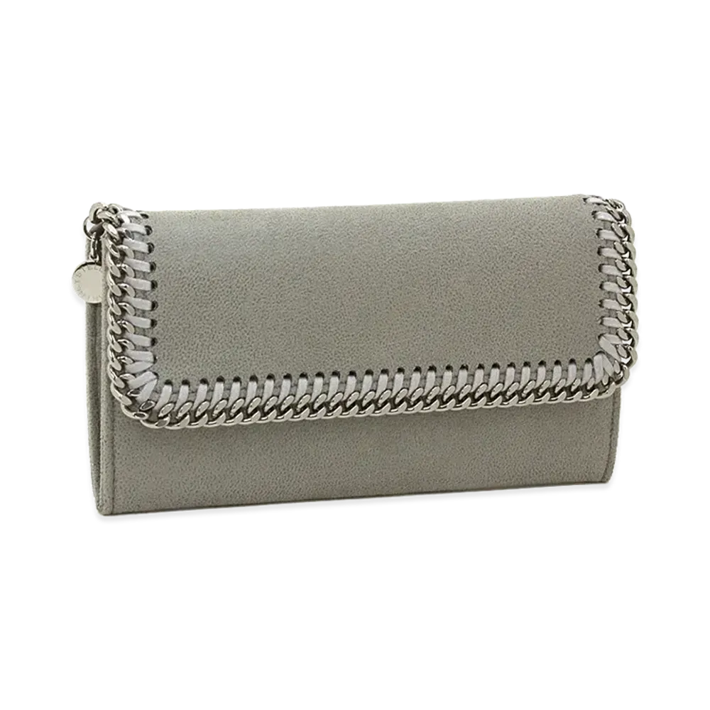 STELLA McCARTNEY Falabella Flap Continental Wallet "Light Gray"