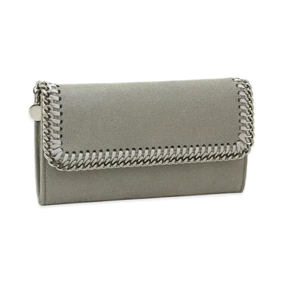 STELLA McCARTNEY Falabella Flap Continental Wallet "Light Gray"