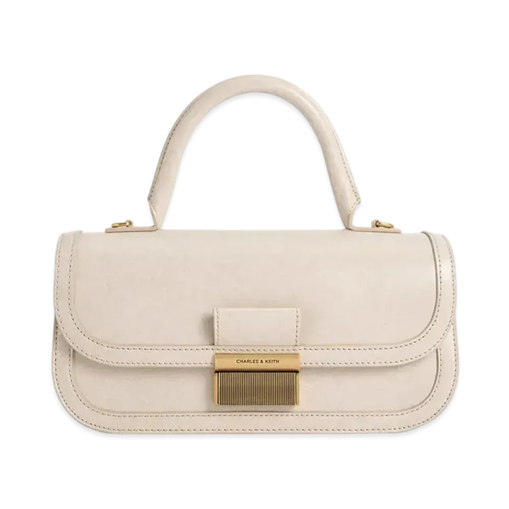 CHARLES & KEITH Charlotte Irongate Top Handle Bag "Oat"