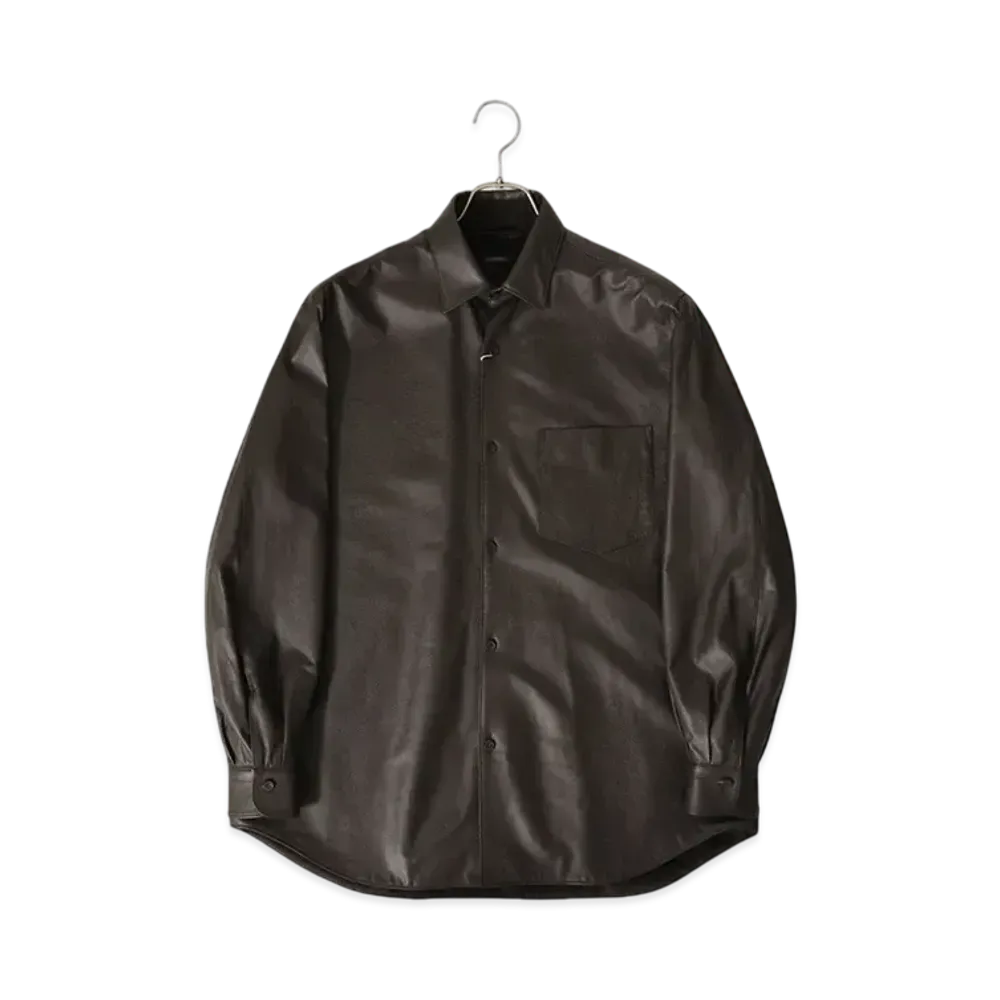 COMOLI Sheepskin Shirt Jacket "Brown"