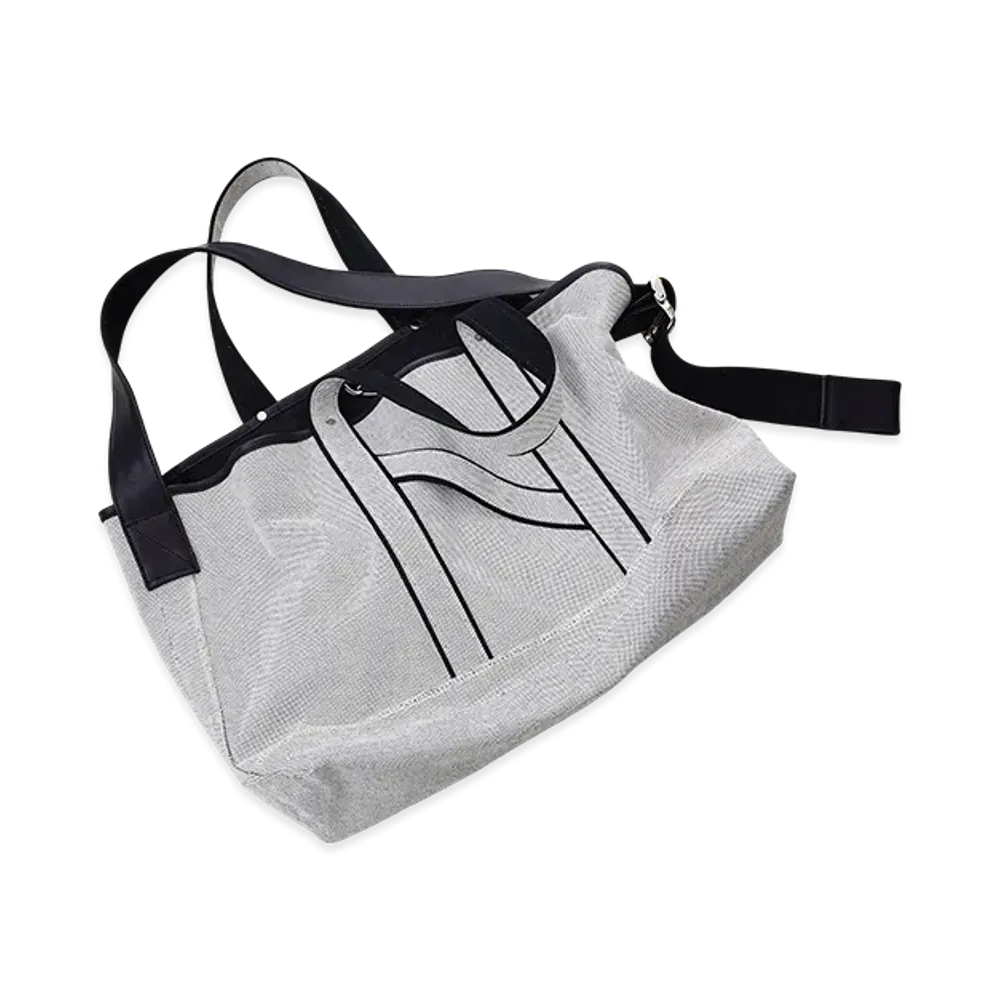 NICENESS A.Lands Canvas And Haas Leather Shoulder Tote Bag "Gray"