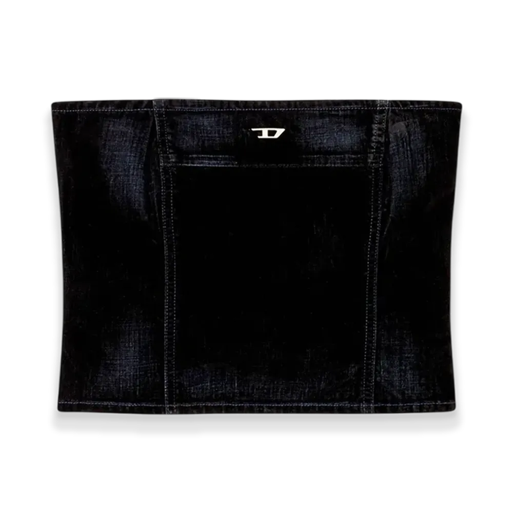 Diesel De-Ville Tube Top In Velvety Denim "Dark Blue"