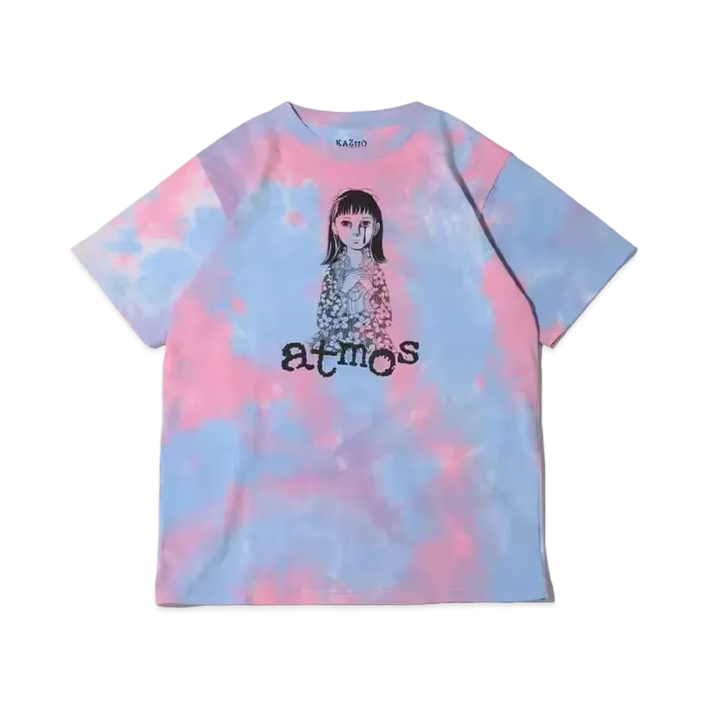 atmos pink x Kazuo Umezu Beautiful Girl Baptism Tie Dye T-Shirt "Blue"
