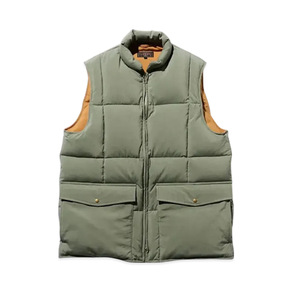 BEAMS Down Vest Nylon Oxford "Olive"