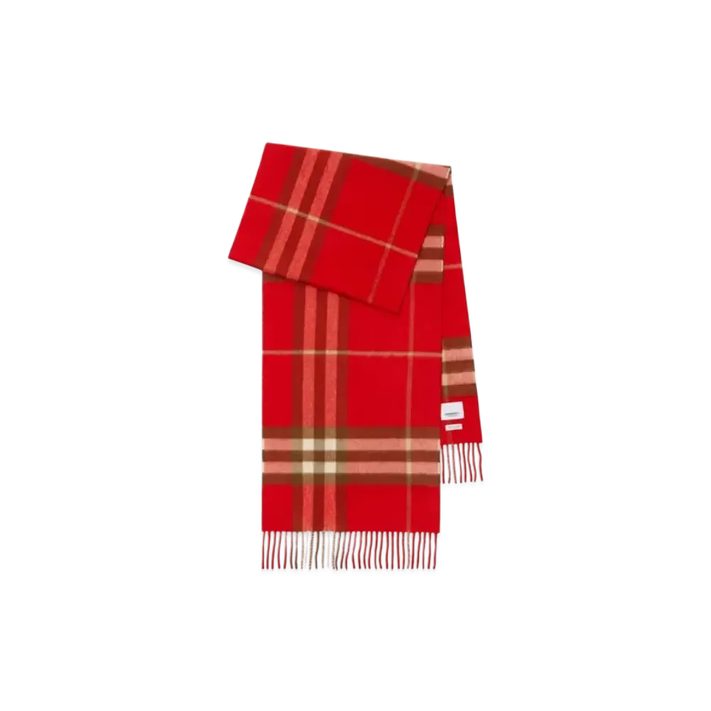 Burberry Check Cashmere Scarf "Red"