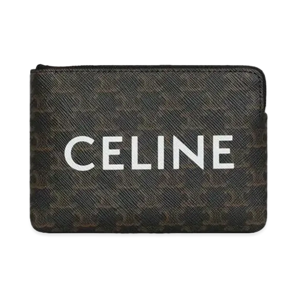 CELINE Coin and Card Pouch In Triomphe Canvas "Black"