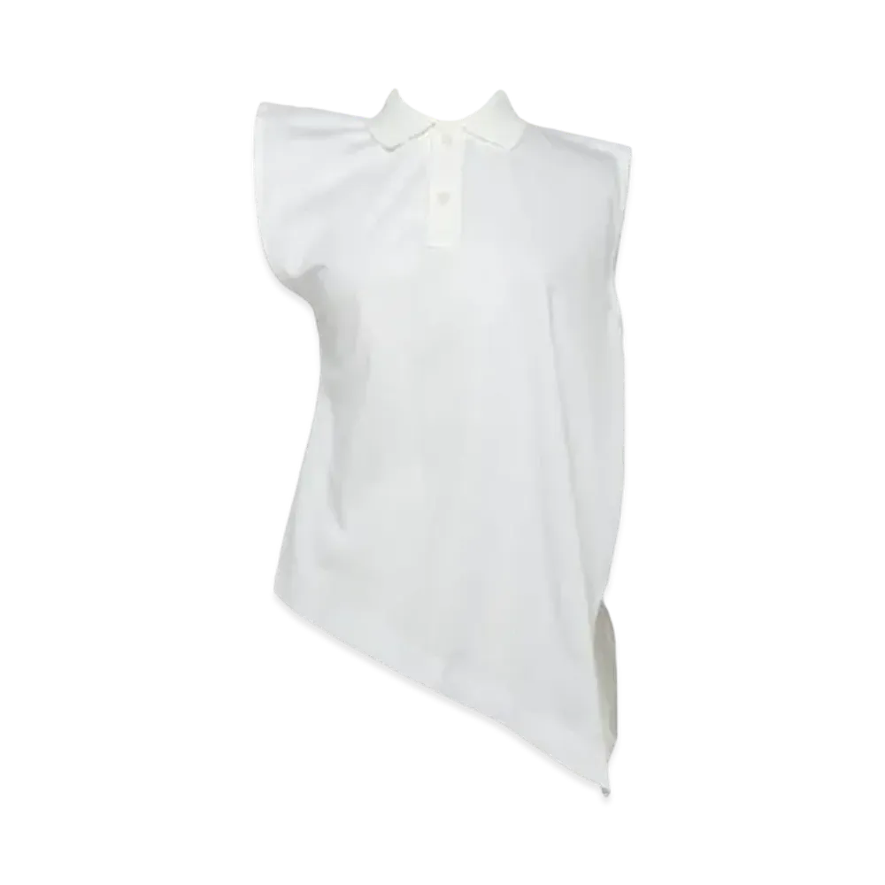 sacai Cotton Poplin x Cotton Jersey Polo T-Shirt "Off White"