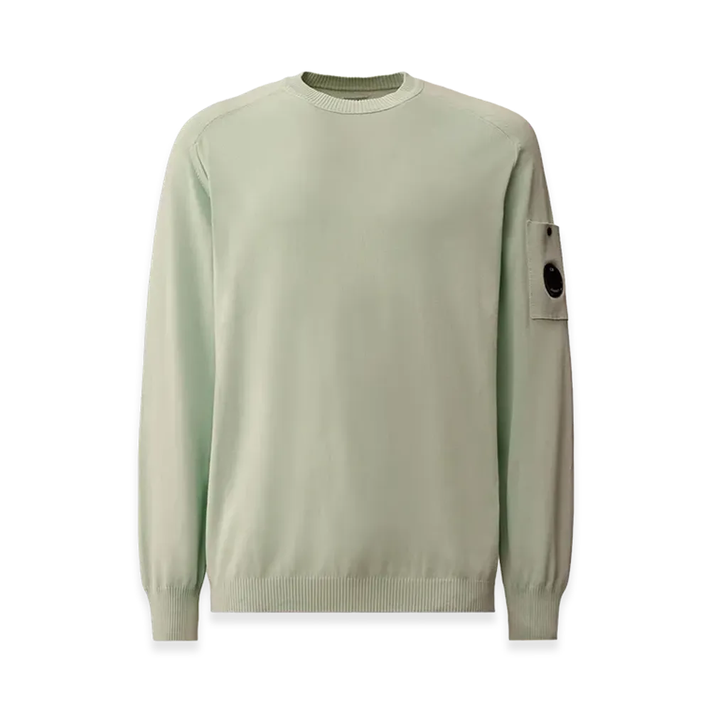 C.P. Company Cotton Crepe Crewneck Lens Sweater "Misty Blue"